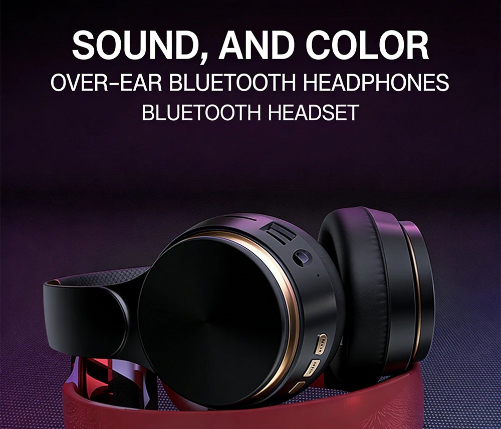 Foldable Wireless Bluetooth Headphones HiFi Deep Bass Noise Cancelling Earphones with HD Microphone PU Leather Earmuffs