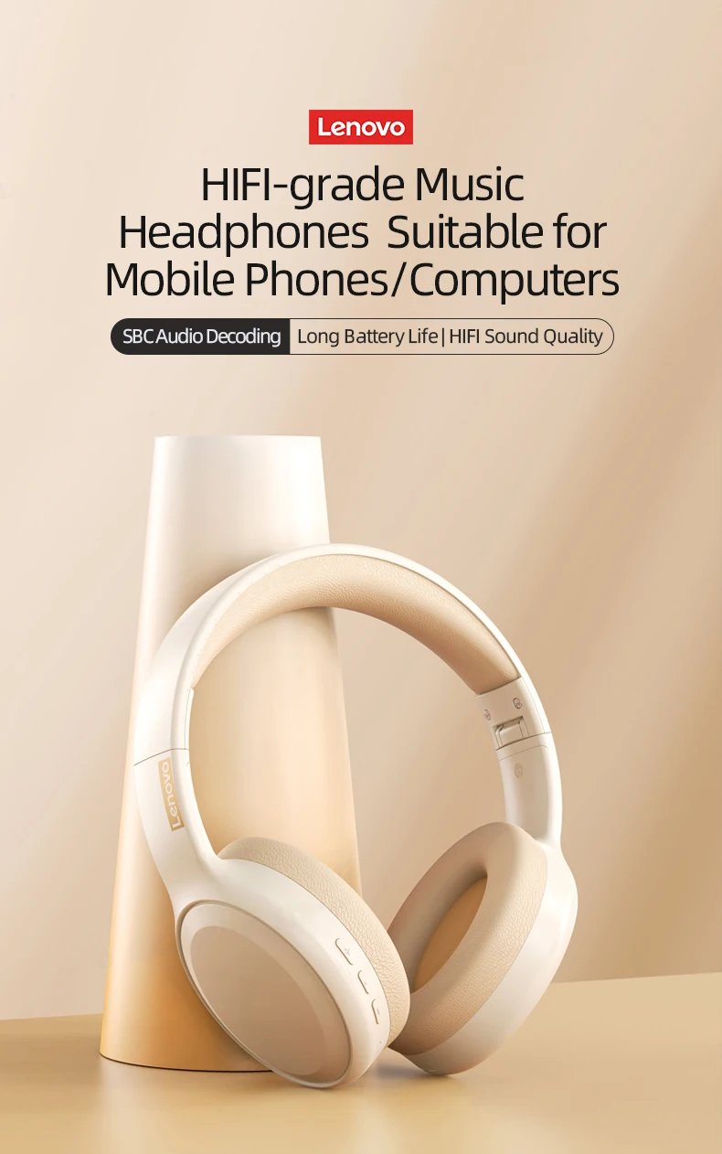 Lenovo TH30 Wireless Headphones Bluetooth 5.3 Earphones Foldable Gaming Headset Sport Headphone with Mic Music Earbuds Original