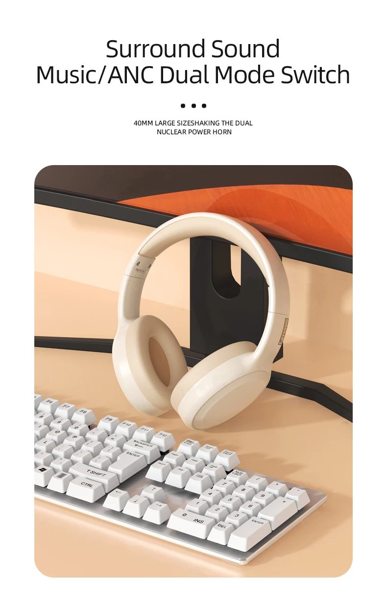 Lenovo TH30 Wireless Headphones Bluetooth 5.3 Earphones Foldable Gaming Headset Sport Headphone with Mic Music Earbuds Original