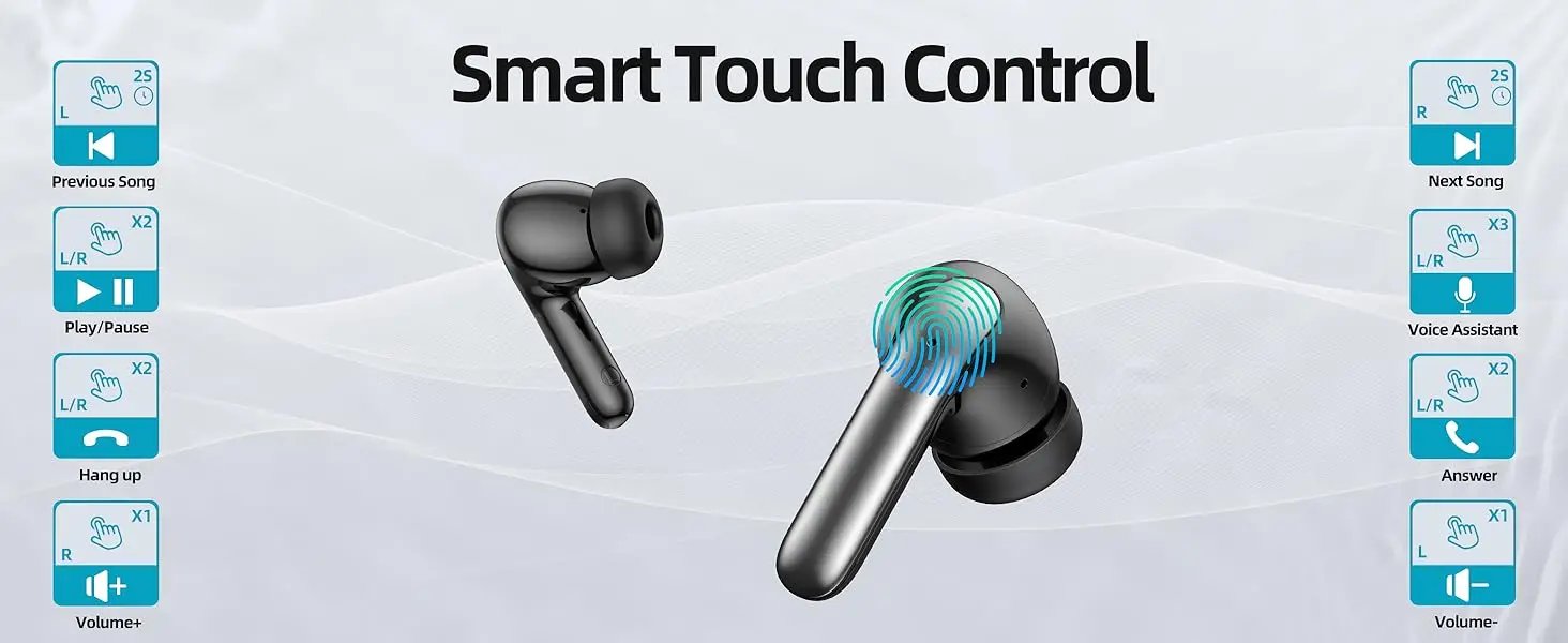 Wireless Bluetooth Headphones Immersive HD Sound Deep Bass HiFi Stereo Sound  LED Power Display for running gaming sports