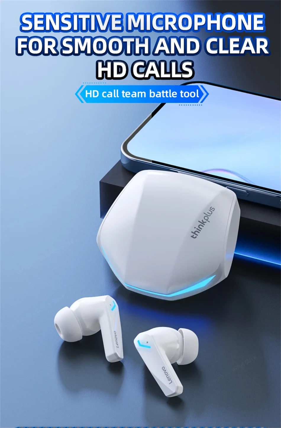 Lenovo GM2 Pro Gaming Earphones Bluetooth 5.3 Sport Headset Dual Mode HD Call Noise Reduction Earbuds with Mic Music Earphones