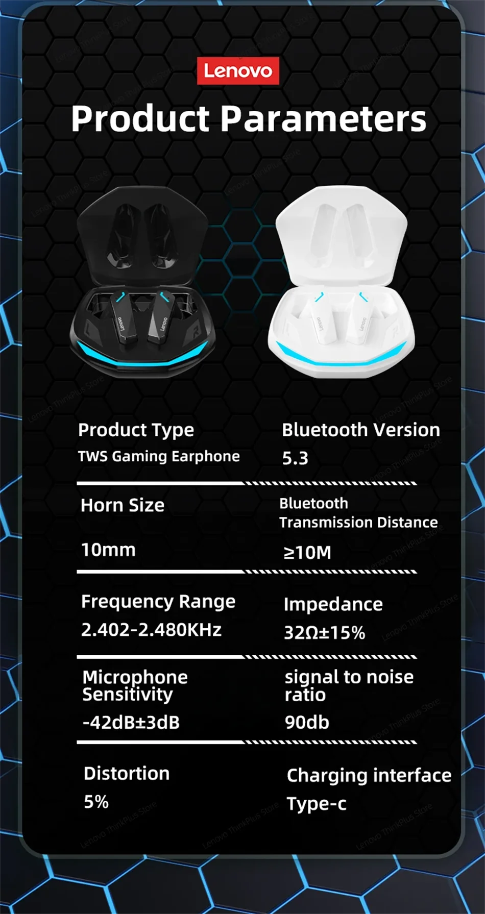 Lenovo GM2 Pro Gaming Earphones Bluetooth 5.3 Sport Headset Dual Mode HD Call Noise Reduction Earbuds with Mic Music Earphones