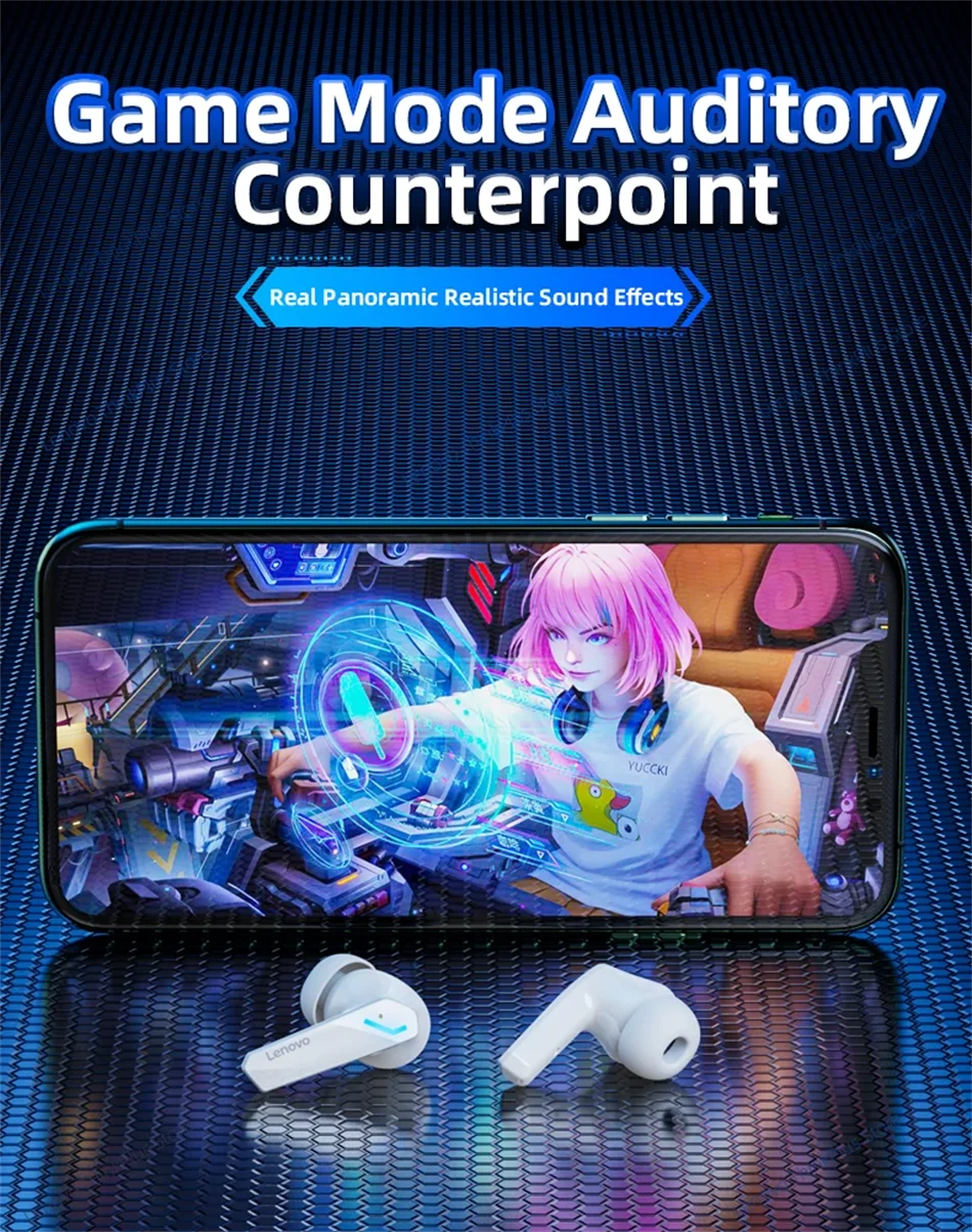 Lenovo GM2 Pro Gaming Earphones Bluetooth 5.3 Sport Headset Dual Mode HD Call Noise Reduction Earbuds with Mic Music Earphones