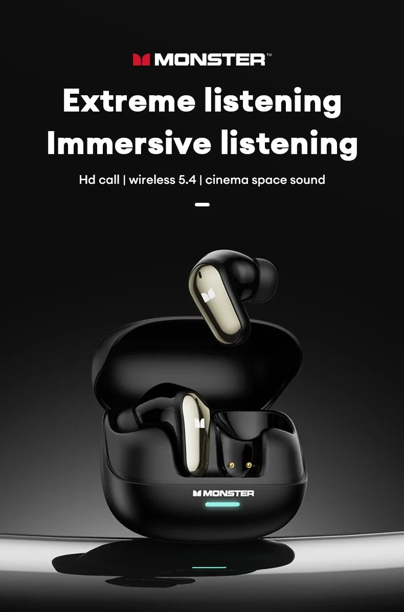 Monster Earbuds TWS Bluetooth Charging Box Wireless Earphones With Microphone Dual Mode Stereo Sports Waterproof Heads