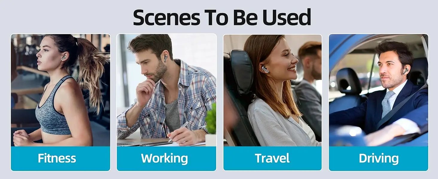 TWS Earbuds Wireless Bluetooth 5.3 Headphones HiFi Stereo Deep Bass In-Ear Earphones for Music Sport Gaming Calls Travel