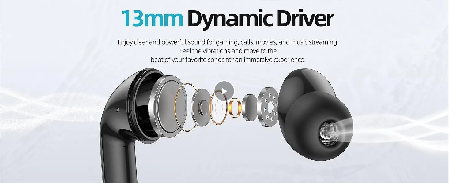 TWS Earbuds Wireless Bluetooth 5.3 Headphones HiFi Stereo Deep Bass In-Ear Earphones for Music Sport Gaming Calls Travel