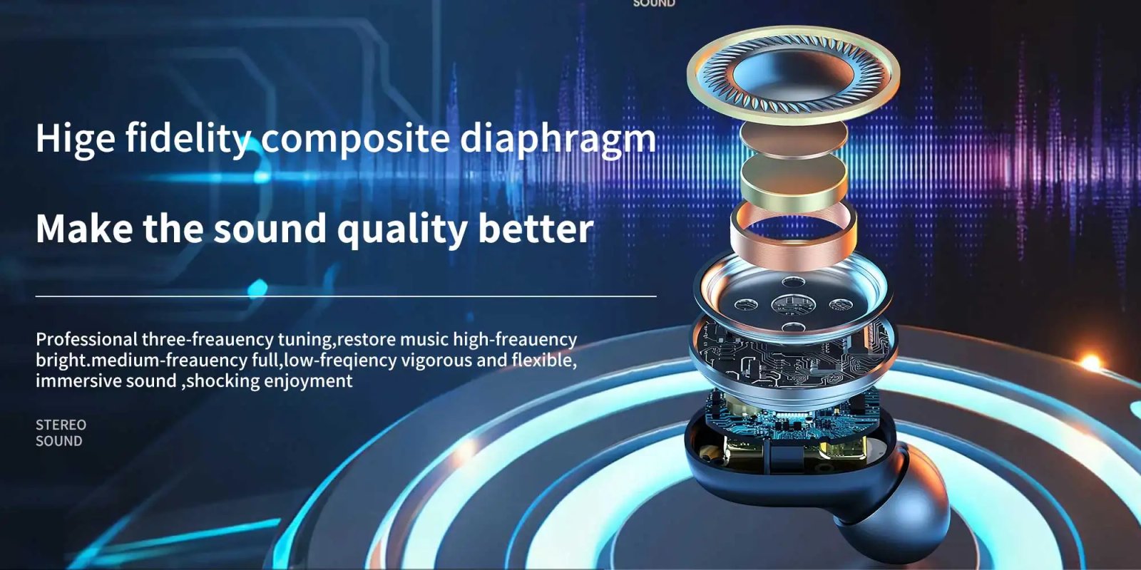 TWS smart digital display Bluetooth earbuds, powerful sound quality, high-definition calls，support charge phone, in-ear earbuds.