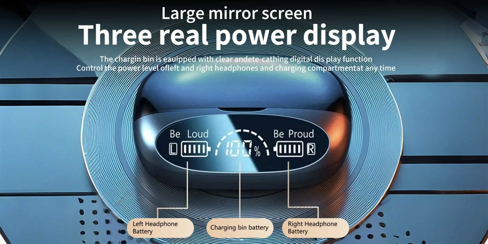 TWS smart digital display Bluetooth earbuds, powerful sound quality, high-definition calls，support charge phone, in-ear earbuds.