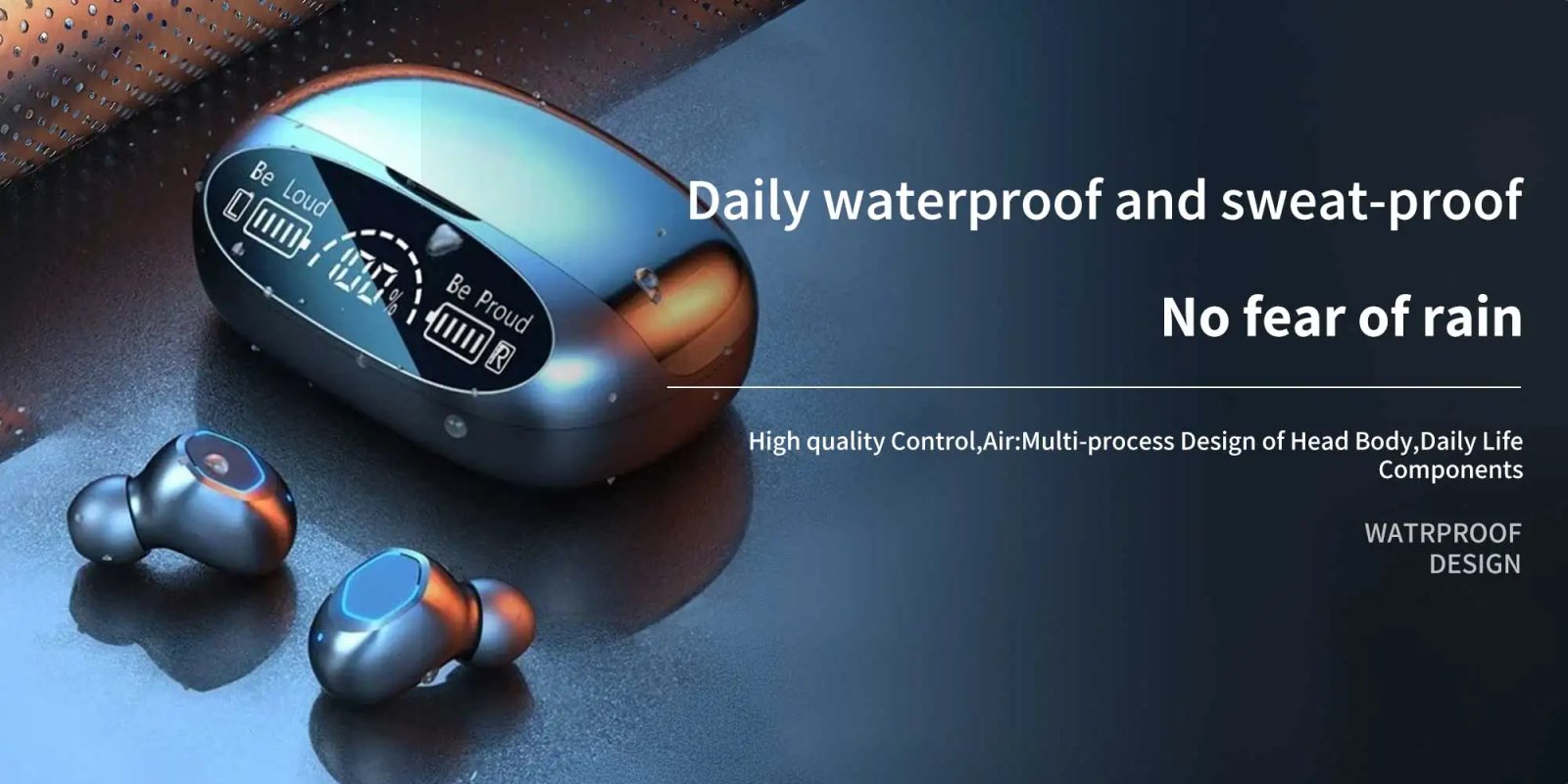 TWS smart digital display Bluetooth earbuds, powerful sound quality, high-definition calls，support charge phone, in-ear earbuds.