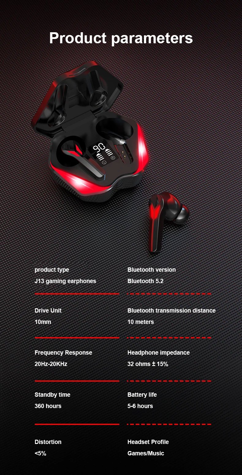 NEW AIR-J13Pro Bluetooth Earphones Wireless Headphone With Mic Low Latency HD Call HiFi Stereo Headsets Noise Cancelling Earbuds