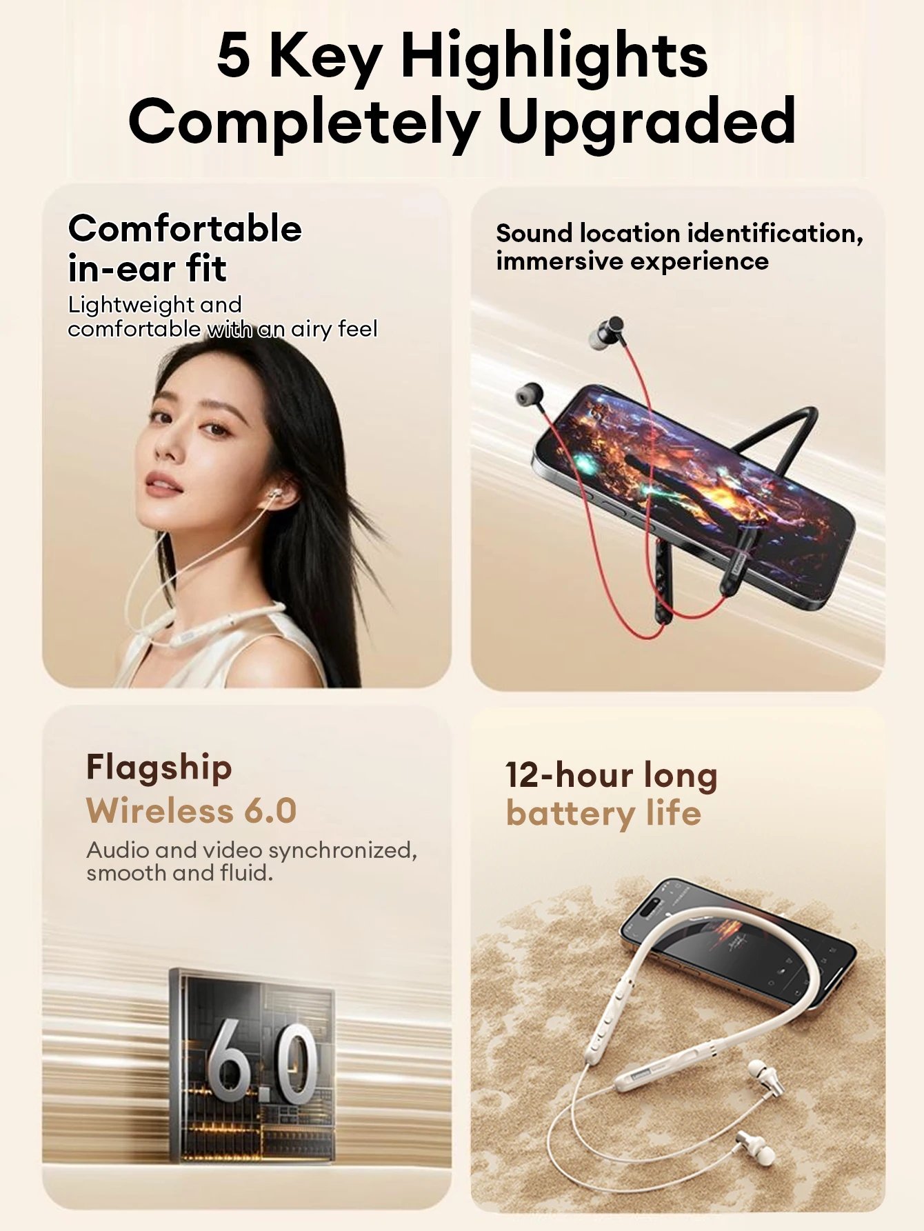 Original Lenovo Y111 Bluetooth 6.0 headphones Neckband Waterproof Magnetic Earbuds Stereo Running Sports Gaming Wireless Headset