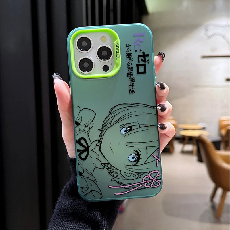 Lovely Cartoon Rem Emilia ﻿Plating Phone Case for Samsung Galaxy S25 Edge S24 S23 S22 S21 S20 Ultra Plus FE A56 A36 A26 Cover