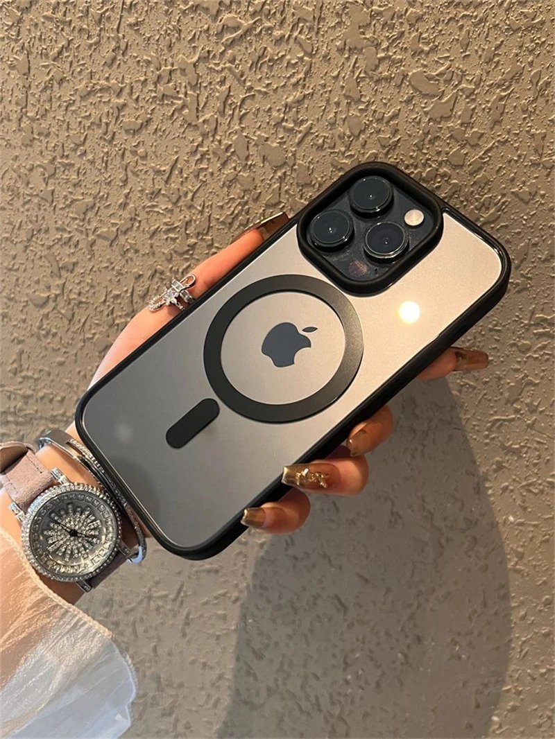 Luxury For Magsafe Transparent Case For iPhone 15 14 13 12 11 Pro XS Max XR X 7 8 Plus SE2 2022 Magnetic Wireless Charging Cover