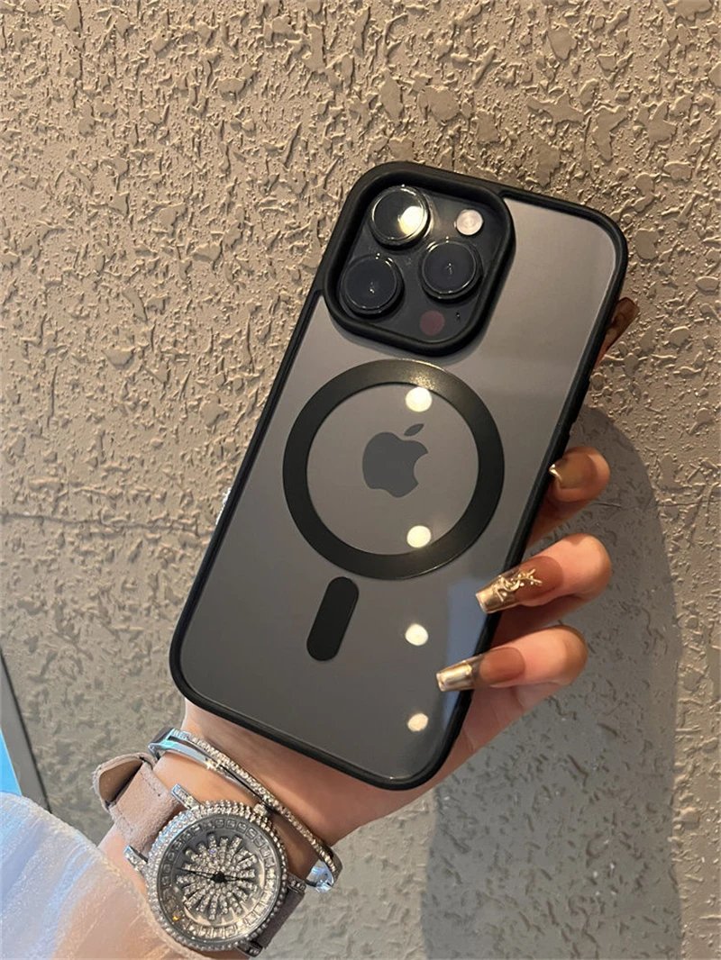 Luxury For Magsafe Transparent Case For iPhone 15 14 13 12 11 Pro XS Max XR X 7 8 Plus SE2 2022 Magnetic Wireless Charging Cover