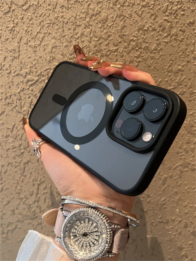 Luxury For Magsafe Transparent Case For iPhone 15 14 13 12 11 Pro XS Max XR X 7 8 Plus SE2 2022 Magnetic Wireless Charging Cover