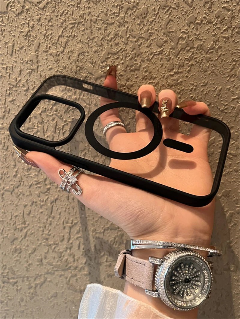 Luxury For Magsafe Transparent Case For iPhone 15 14 13 12 11 Pro XS Max XR X 7 8 Plus SE2 2022 Magnetic Wireless Charging Cover
