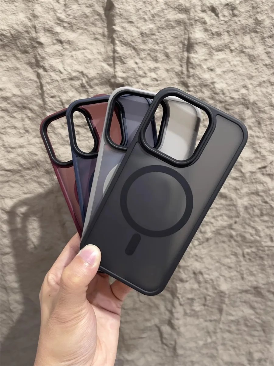 Matte Magnetic Original Phone Case For iPhone Air 17 16 15 14 12 11 13 Pro Max Plus For Magsafe Wireless Charging Protect Cover