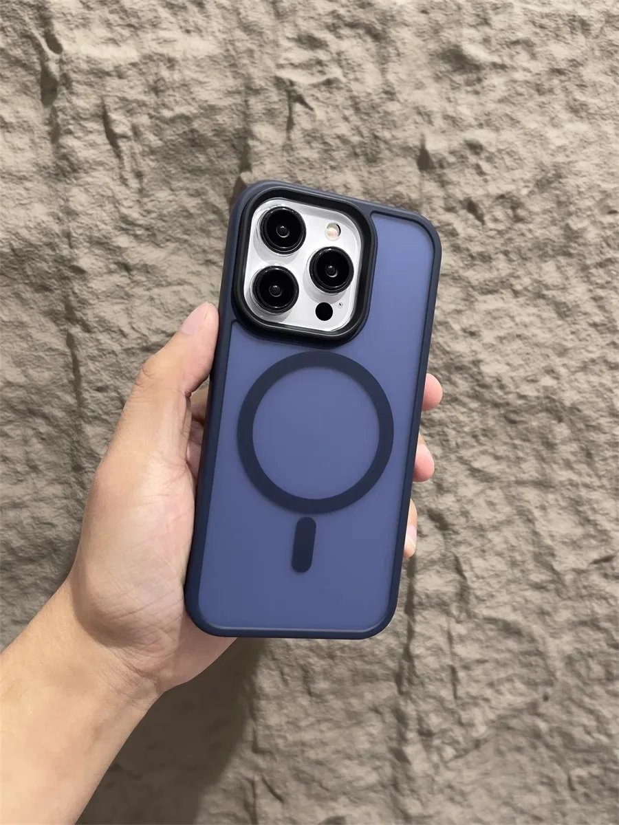 Matte Magnetic Original Phone Case For iPhone Air 17 16 15 14 12 11 13 Pro Max Plus For Magsafe Wireless Charging Protect Cover