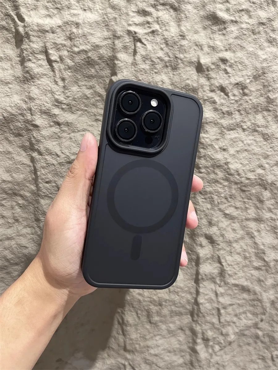 Matte Magnetic Original Phone Case For iPhone Air 17 16 15 14 12 11 13 Pro Max Plus For Magsafe Wireless Charging Protect Cover