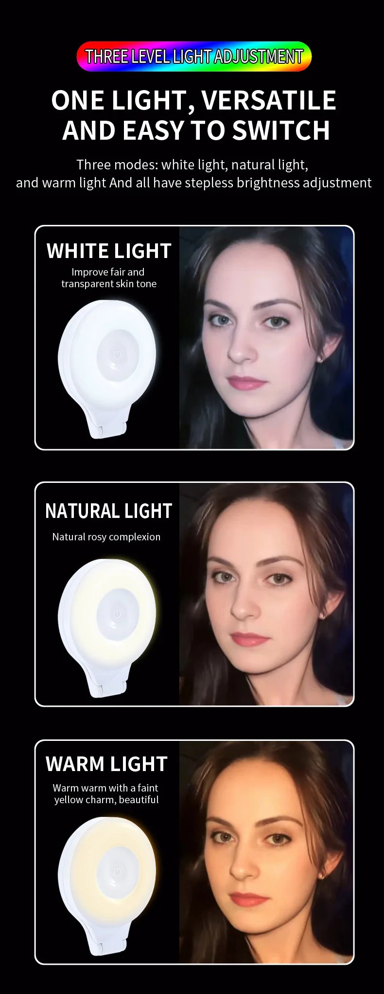 Portable Magnetic Mobile Phone Selfie Fill Light,  Rechargeable Phone Selfie Light for Selfies/Photography/TikTok/live streaming