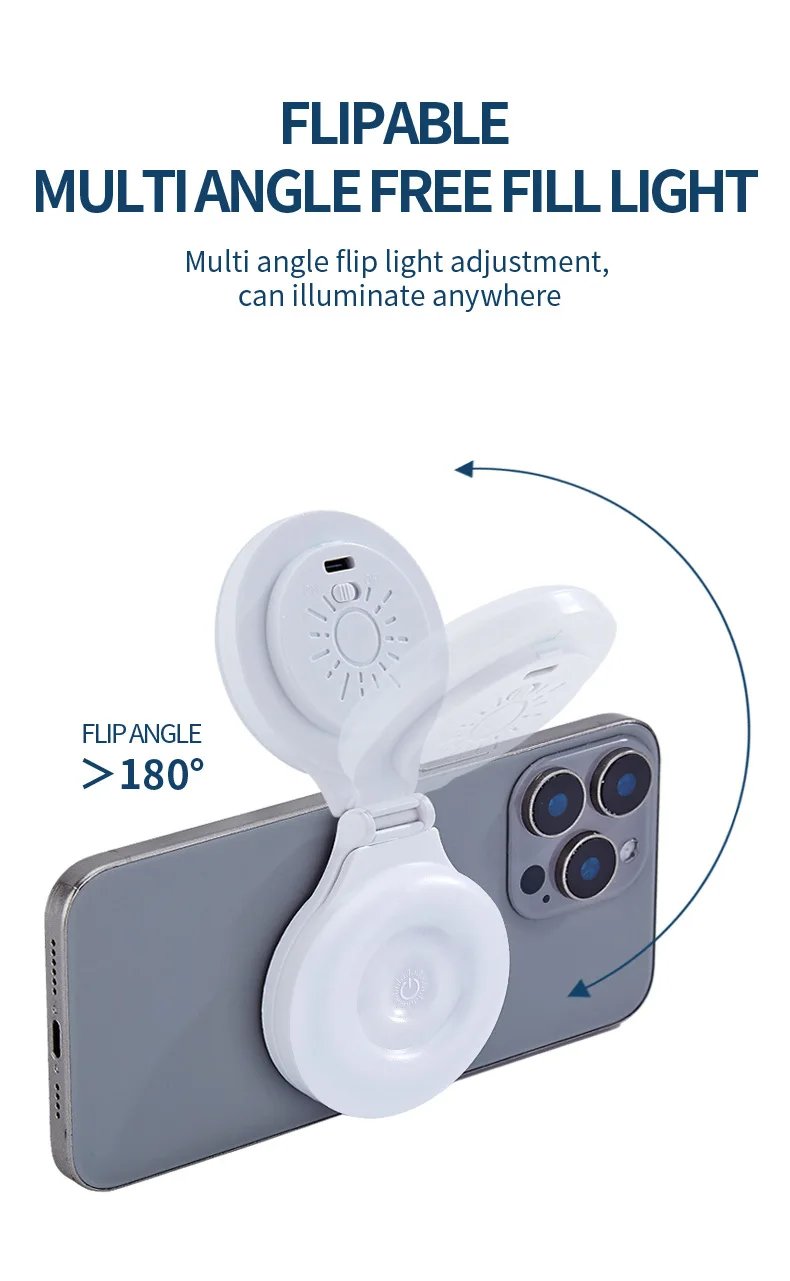 Portable Magnetic Mobile Phone Selfie Fill Light,  Rechargeable Phone Selfie Light for Selfies/Photography/TikTok/live streaming