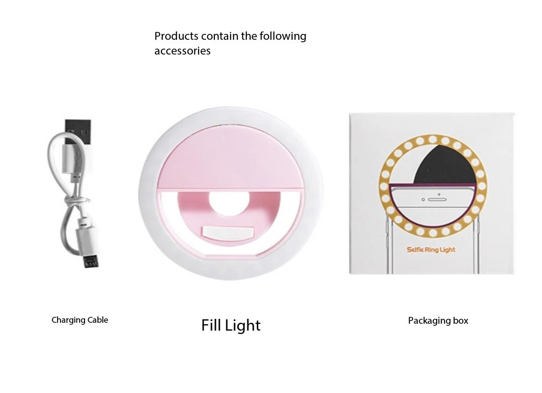 1pcs Rechargeable Mobile Phone Full Light Live RK12 Clip on Light Selfie Light Portable Lighting Photo Beauty Light