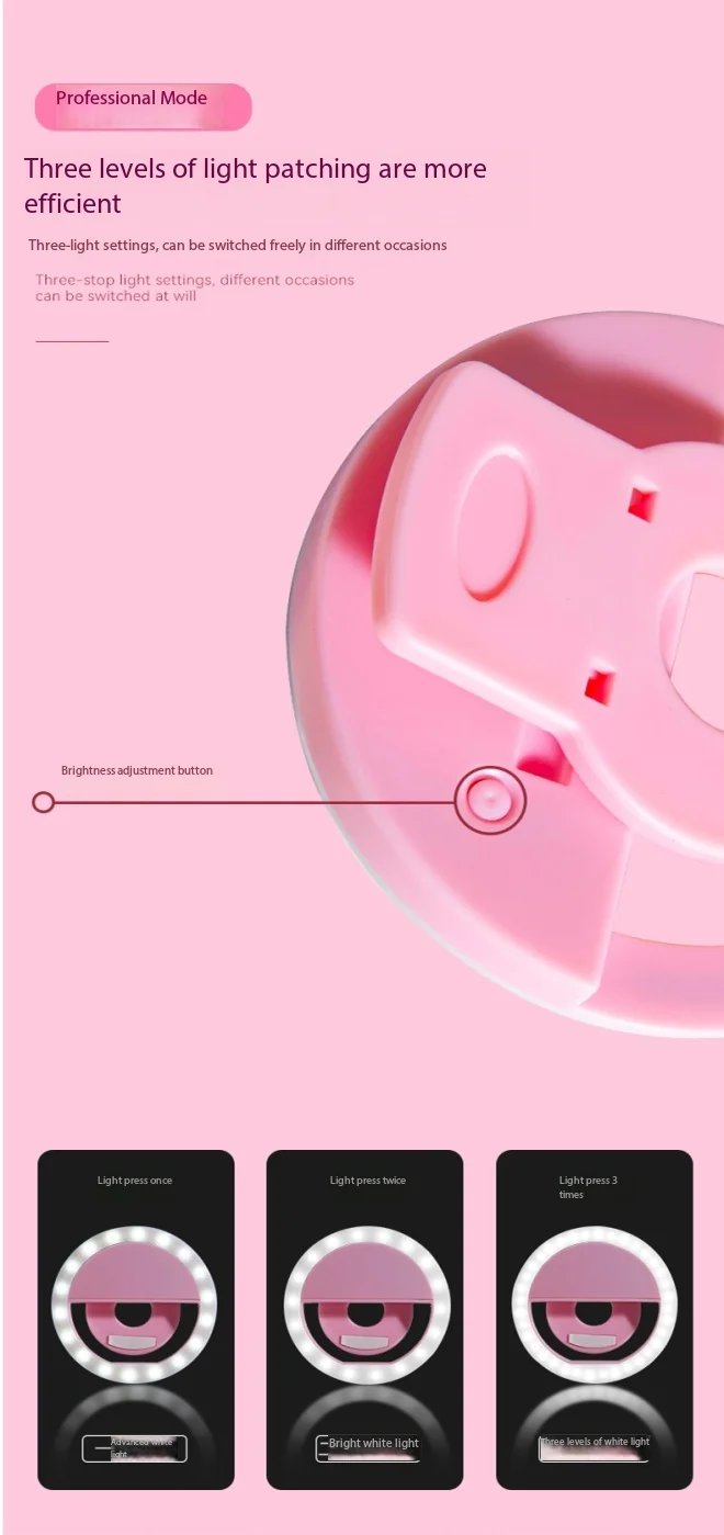 1pcs Rechargeable Mobile Phone Full Light Live RK12 Clip on Light Selfie Light Portable Lighting Photo Beauty Light