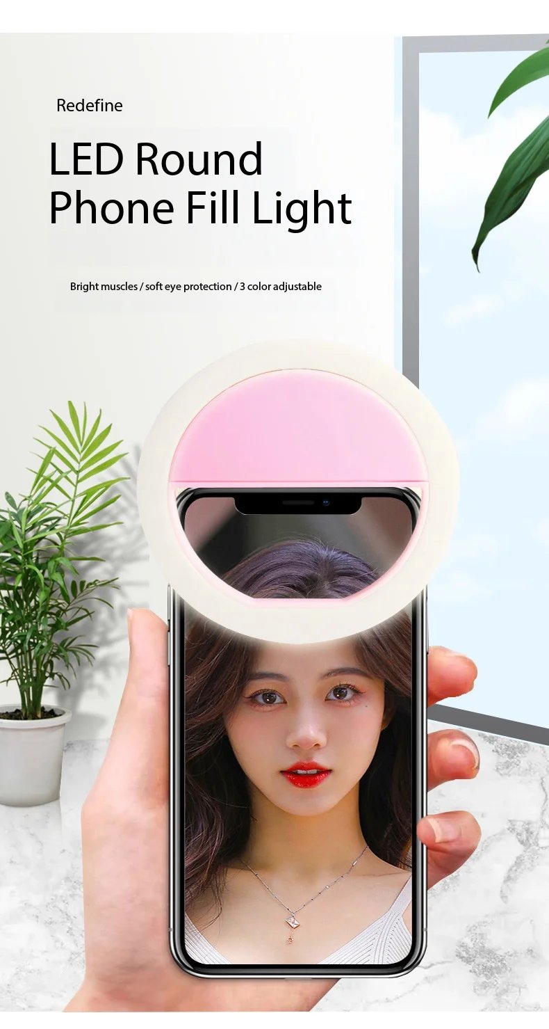 1pcs Rechargeable Mobile Phone Full Light Live RK12 Clip on Light Selfie Light Portable Lighting Photo Beauty Light