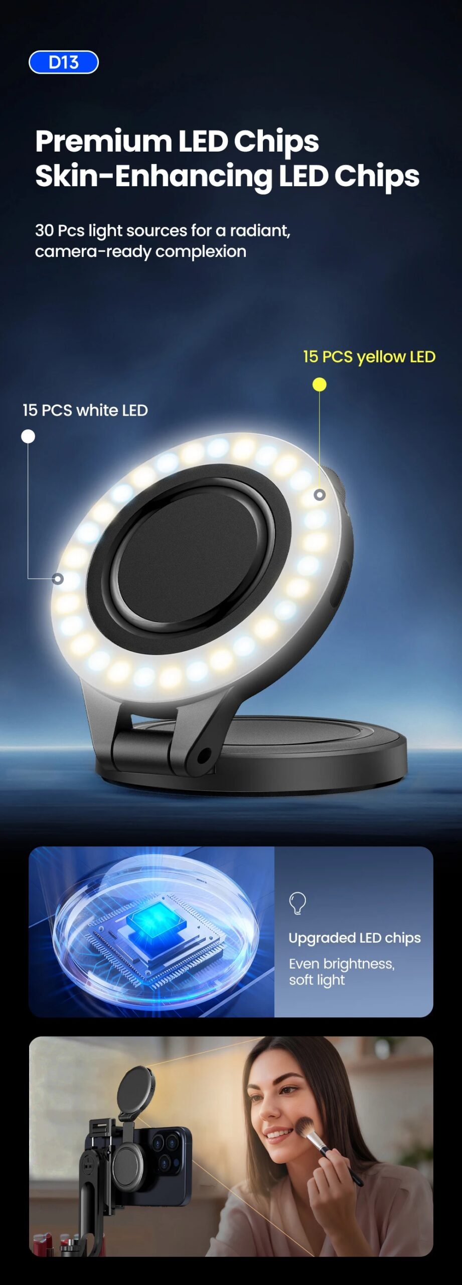 Magnetic Light Led Fill Light Phone Selfie Light Three-level Adjustment Portable Accessories For iPhone 17 16 15 For Magsafe