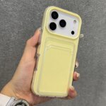 Candy Color Hard Acrylic Card Holder Phone Case For iPhone 17 16 Pro Max 11 12 13 14 15 17 Air Shockproof With Bumper Back Cover