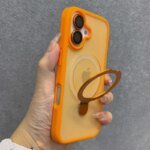 Matte Ring Holder Glass Lens Phone Case For iPhone 16 15 14 13 12 11 17 Pro Max 17 Air 16e For Magsafe Wireless Magnetic Cover - Image 2