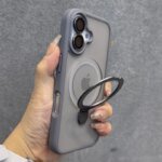 Matte Ring Holder Glass Lens Phone Case For iPhone 16 15 14 13 12 11 17 Pro Max 17 Air 16e For Magsafe Wireless Magnetic Cover