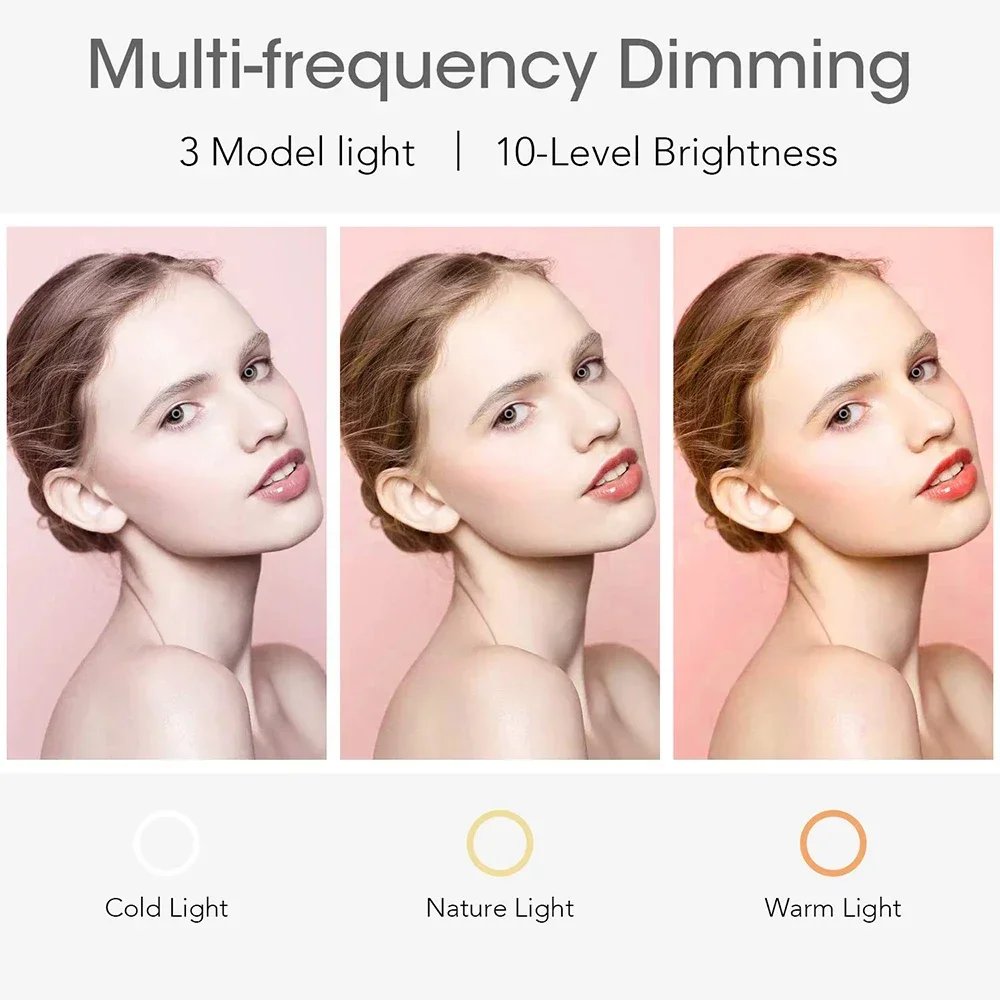 Dimmable26cm LED Ring Light Kit with Tripod Stand 120 Beads USB Selfie Light for Live Streaming Photography Video Makeup Studio