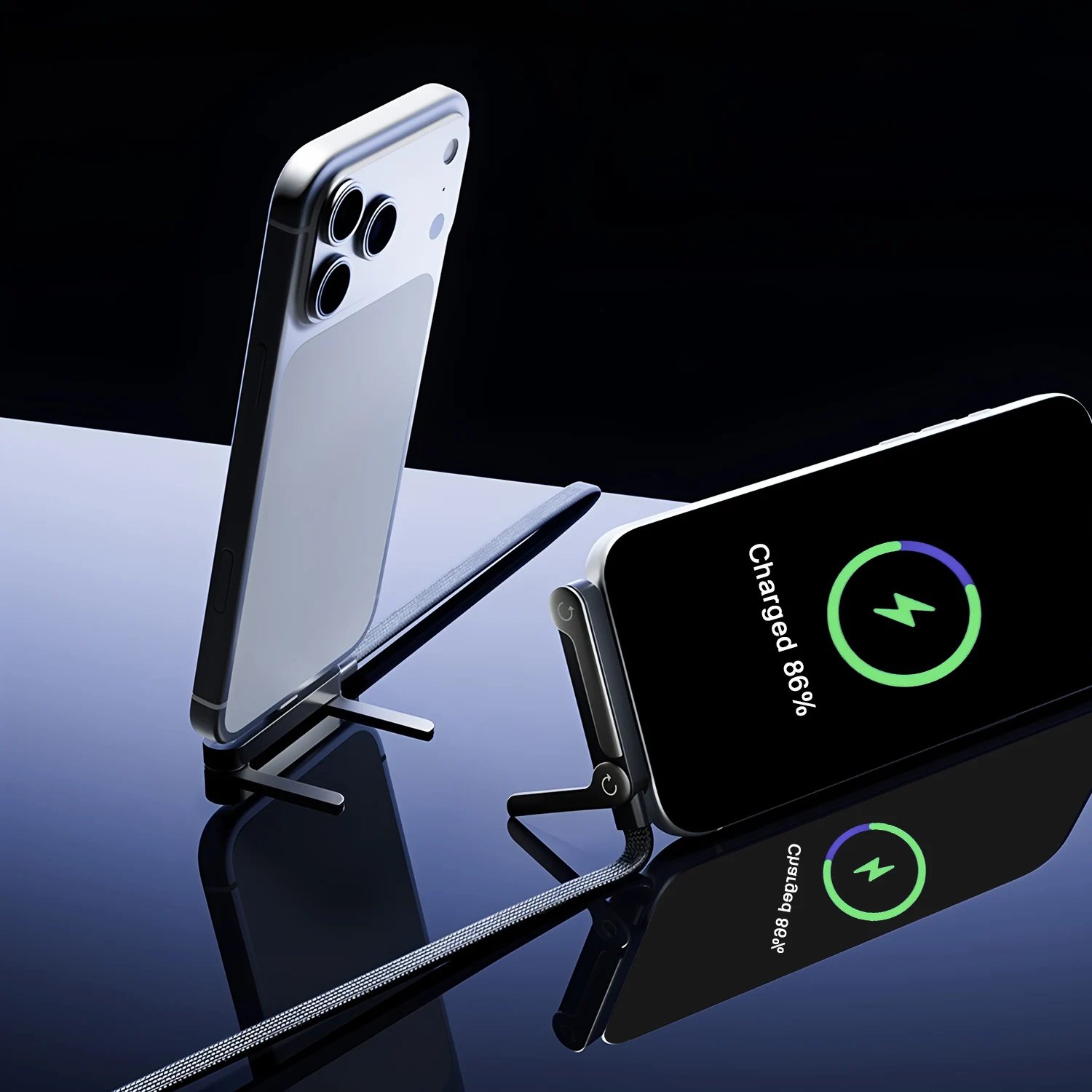 USB Type C Flat Charger Charging Cable C Kick Cable Stand With Invisible Support Foldable Phone Holder 240W Charge Wire Bracket