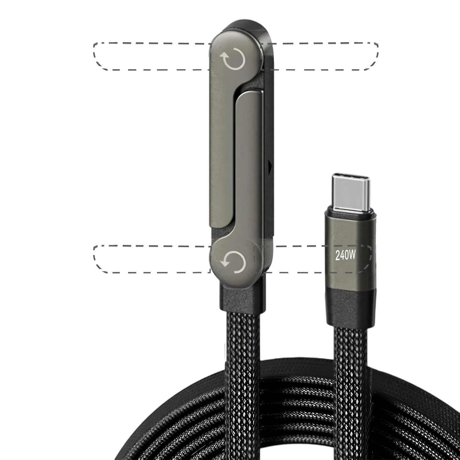 USB Type C Flat Charger Charging Cable C Kick Cable Stand With Invisible Support Foldable Phone Holder 240W Charge Wire Bracket