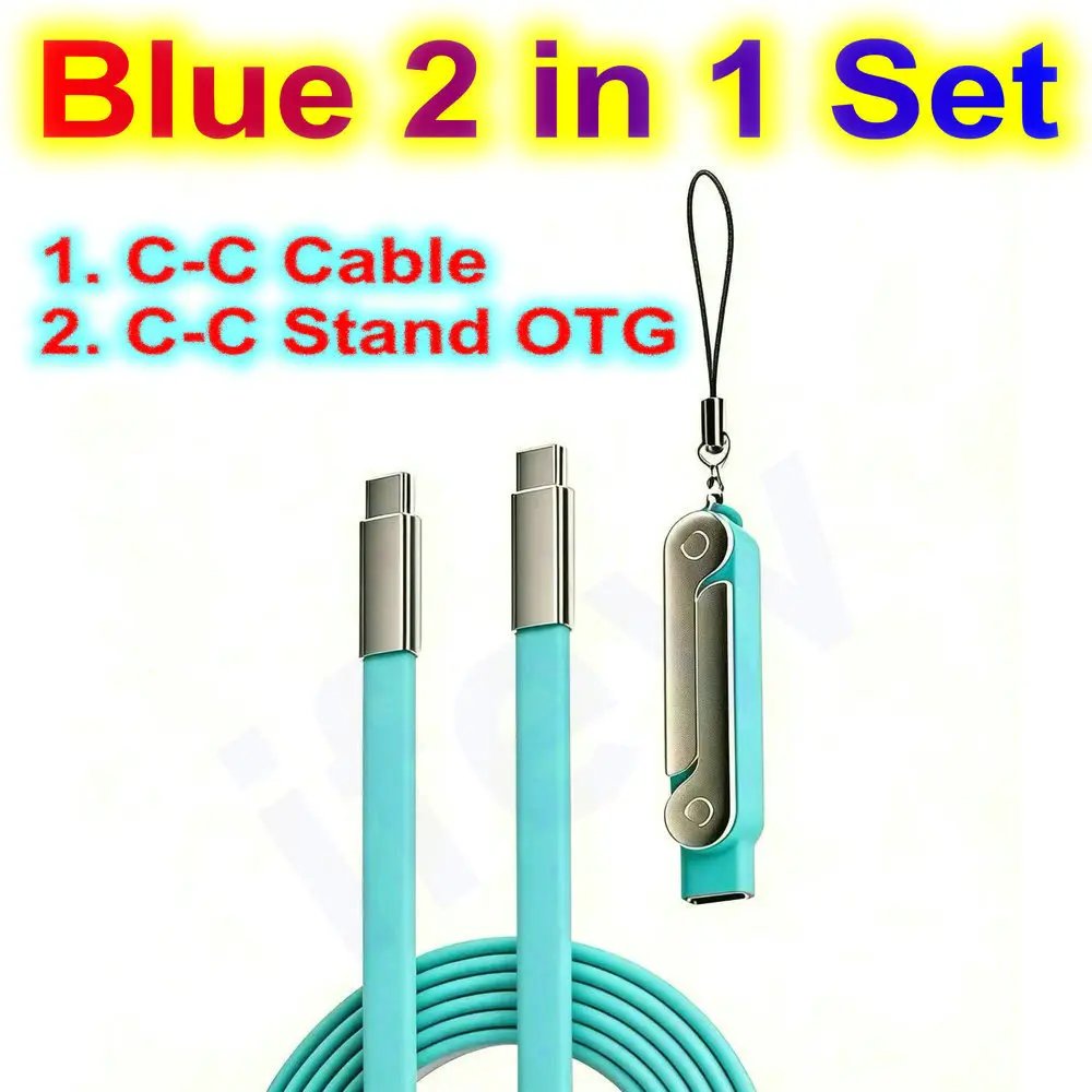 USB Type C Flat Charger Charging Cable C Kick Cable Stand With Invisible Support Foldable Phone Holder 240W Charge Wire Bracket