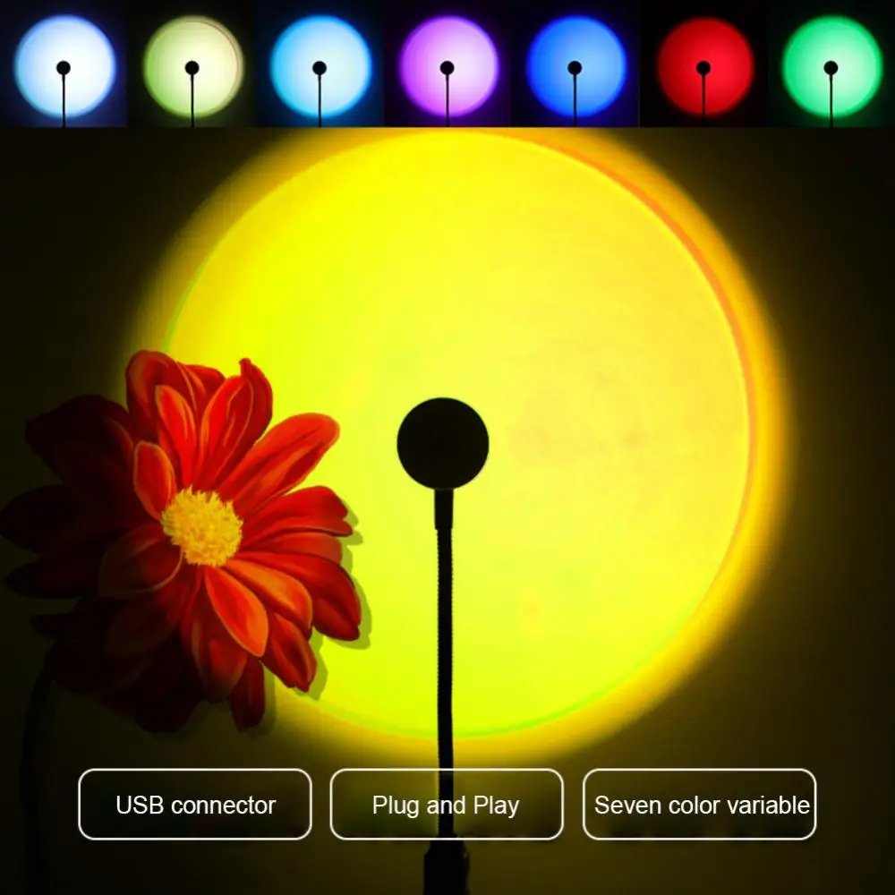 USB Sunset Light Self Photography Lamp LED Rainbow Neon Night Lights Projector Lights Bedroom Home Decoration Atmosphere Lights