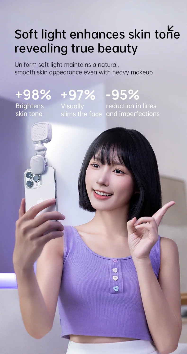 Portable Mini Selfie Fill Light LED Rechargeable Modes Adjustable Brightness Universal Clip for Phone Laptop Tablet Video Makeup