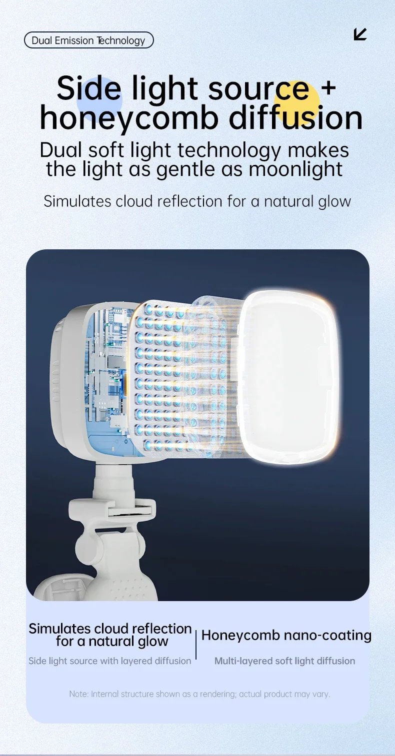 Portable Mini Selfie Fill Light LED Rechargeable Modes Adjustable Brightness Universal Clip for Phone Laptop Tablet Video Makeup