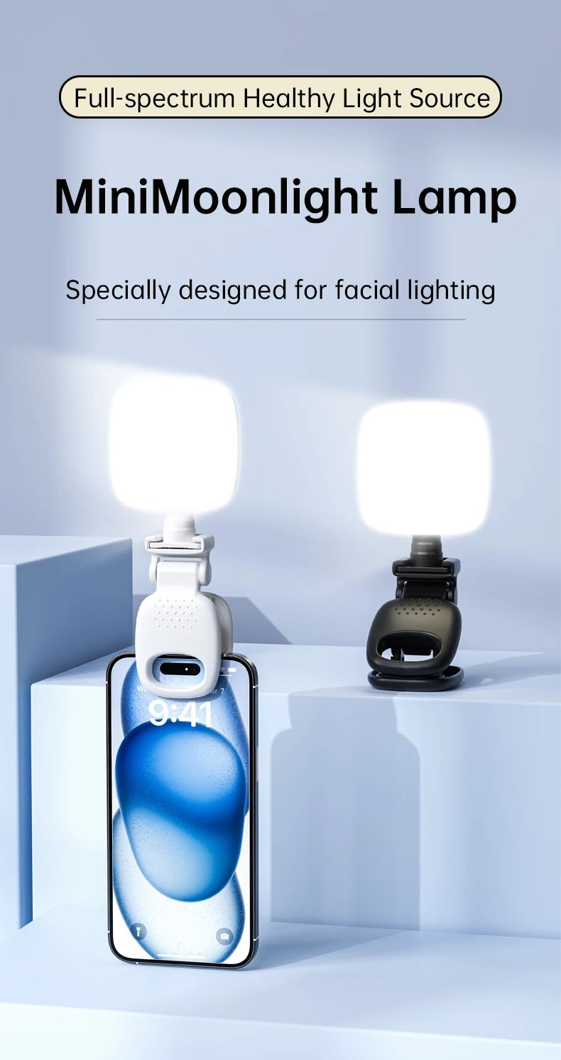 Portable Mini Selfie Fill Light LED Rechargeable Modes Adjustable Brightness Universal Clip for Phone Laptop Tablet Video Makeup
