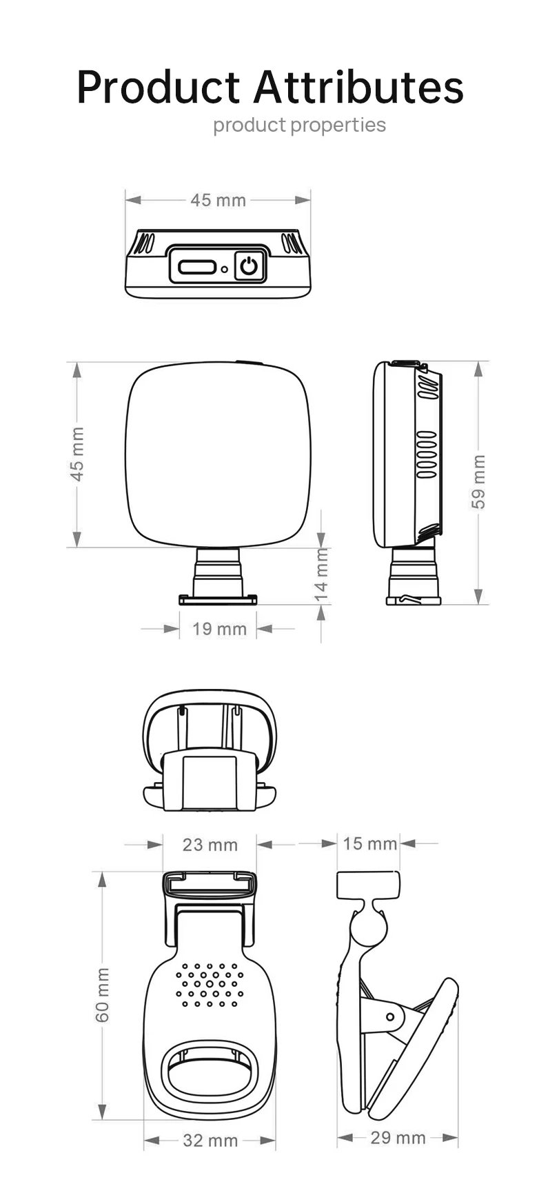 Portable Mini Selfie Fill Light LED Rechargeable Modes Adjustable Brightness Universal Clip for Phone Laptop Tablet Video Makeup