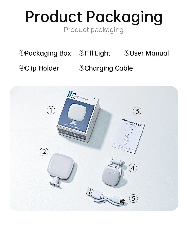 Portable Mini Selfie Fill Light LED Rechargeable Modes Adjustable Brightness Universal Clip for Phone Laptop Tablet Video Makeup