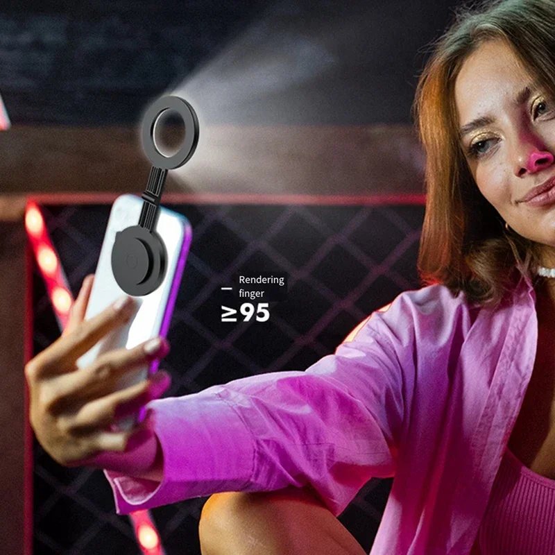 Magsafe Magnetic Selfie Ring Light, LED Fill Light, 180° Adjustable Angle, Compatible with iPhone and Android Phone Holder