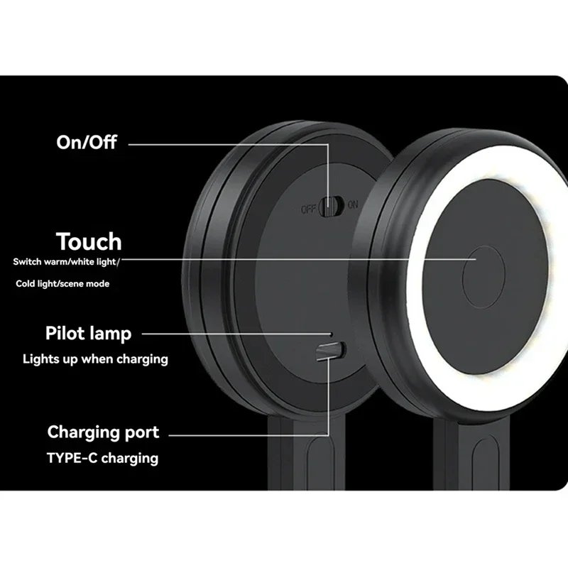 Magsafe Magnetic Selfie Ring Light, LED Fill Light, 180° Adjustable Angle, Compatible with iPhone and Android Phone Holder