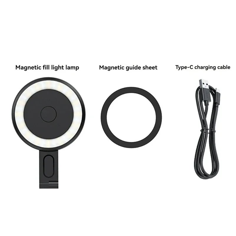 Magsafe Magnetic Selfie Ring Light, LED Fill Light, 180° Adjustable Angle, Compatible with iPhone and Android Phone Holder