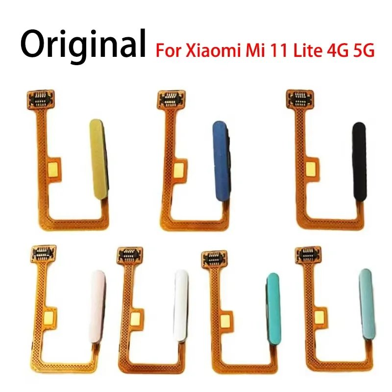 Original Fingerprint Sensor Flex Cable Home Return Key Menu Power On Off Button Flex Ribbon For Xiaomi Mi 11 Lite