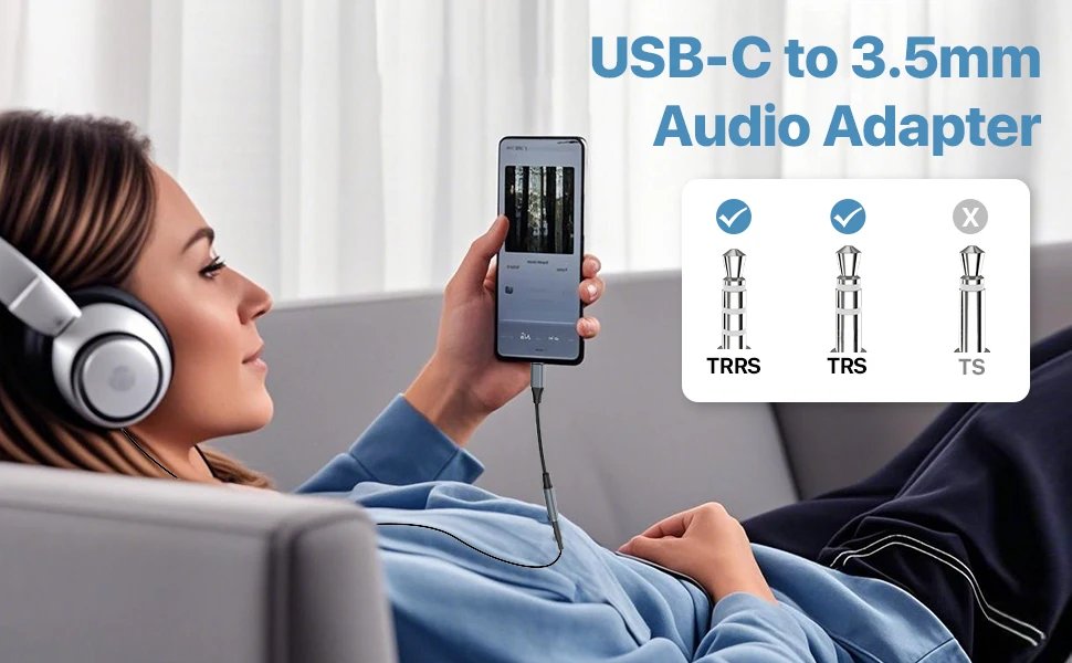 HiFi USB Type C to 3.5mm Jack Adapter Cable Wired Headphone Converter Aux for iPhone 15 16 Car Plug and Play Huawei Xiaomi