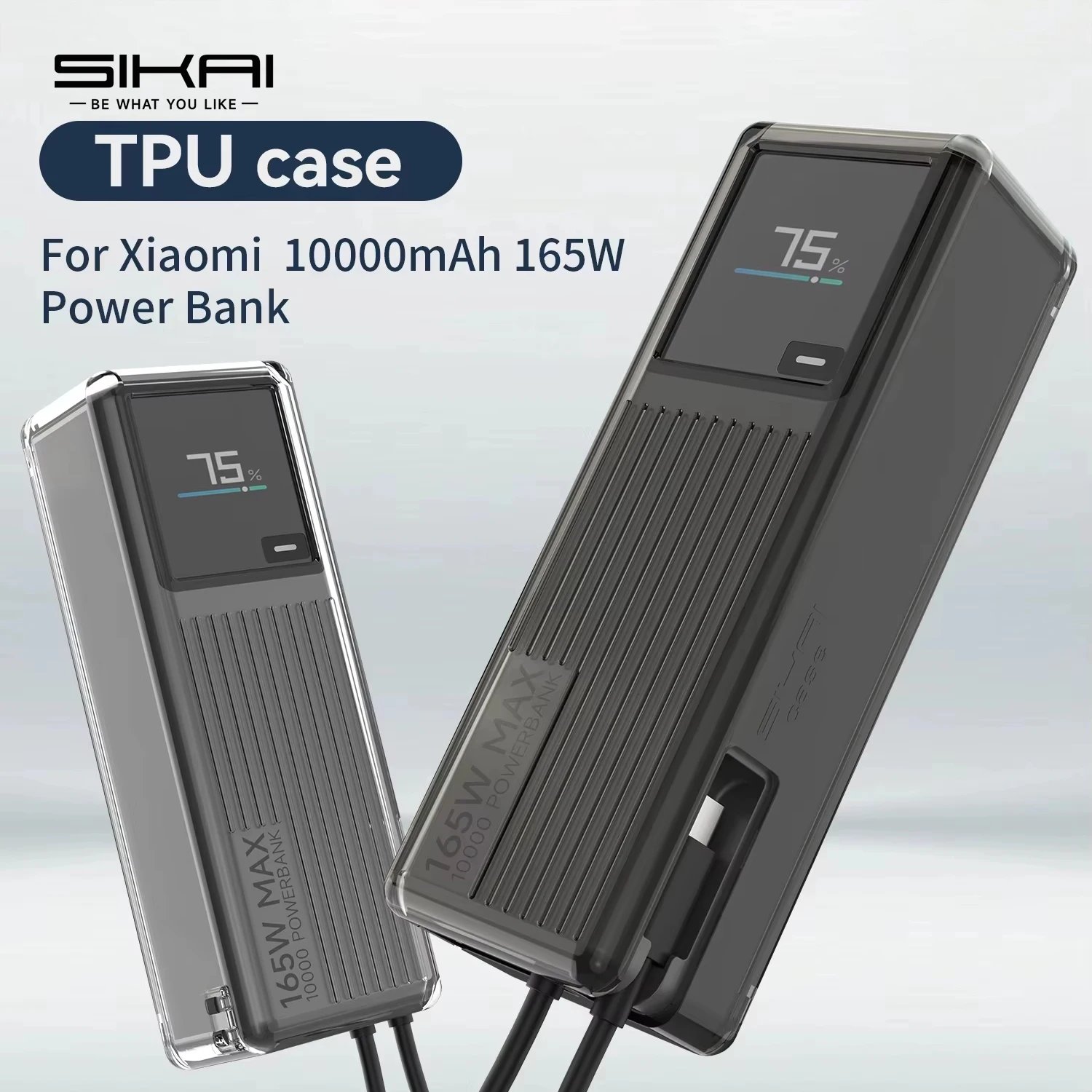 SIKAI Silicone Case For Xiaomi 165W Power Bank 10000mAh PB1165MI Portable Charger Protective Cover Shockproof Skin