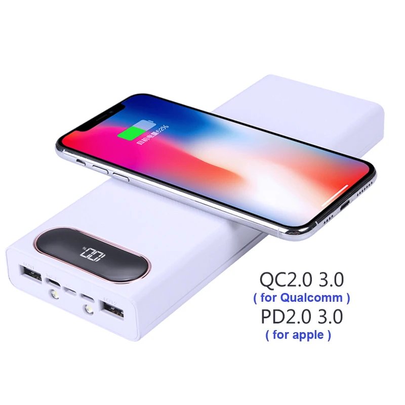 QC3.0 PD 20W Flash Charging Detachable Power Bank Case 12/16 18650 Batteries Type C with Wireless 15W Charge Storage Box