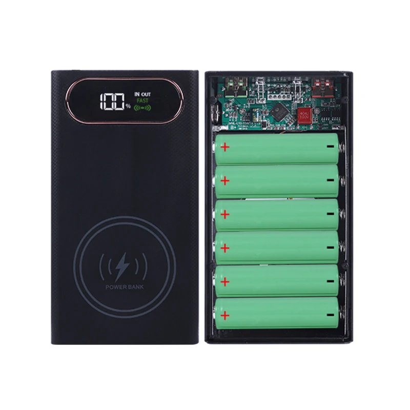 QC3.0 PD 20W Flash Charging Detachable Power Bank Case 12/16 18650 Batteries Type C with Wireless 15W Charge Storage Box